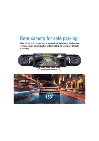Xuweiwei 3 Kameralı 360 Araç Kamerası Ön 1080p Sol Sağ Arka 480p Hd 3.16 Ips Ekran 170 Geniş Açı Gece Görüşü Park Modu