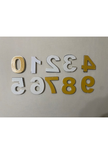 0 Sıfır Numara Yapışkanlı Daire Bina Villa Kapı Numarası Sarı Gold 4 Cmx5cm No:0 Plastik