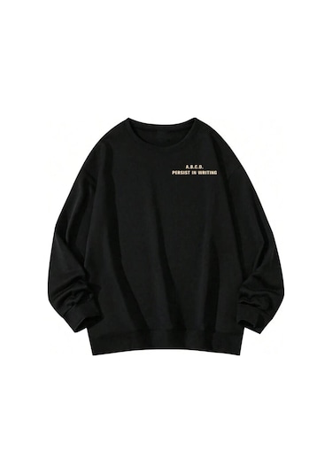 Siyah Oversize Bisikletyaka Wr Baskılı Sweatshirt Siyah