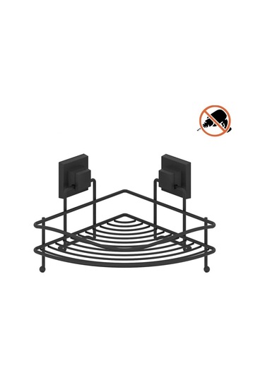 Tekno Tel Ef-250 Yapışkanlı Tek Katlı Köşelik Banyo Rafı Siyah