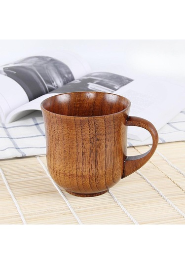 Suntek Ahşap Bardak Küçük Cilalı Basit Saplı Süt İçme Kahverengi