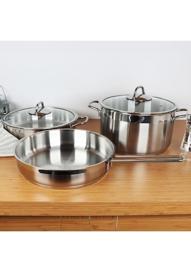 Serenk Modernist 5 Parça Çelik Tencere Ve Tava Seti
