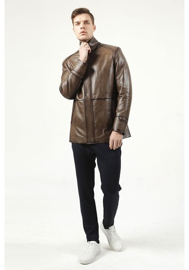 Dericlub E-992 Gerçek Deri Erkek Kaban-Vizon