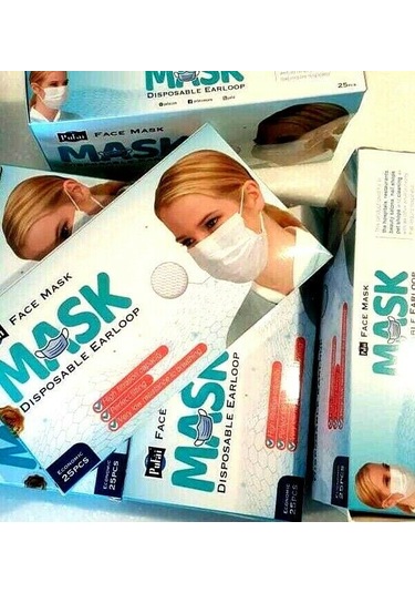 Pufai Full Ultrasonik Cerrahi Maske 3 Katlı Burun Telli 250 Adet