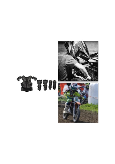 Suntek Çocuklar İçin Motosiklet Zırh Takım Diz Dirsek Göğüs Sırt Koruyucu Pedleri