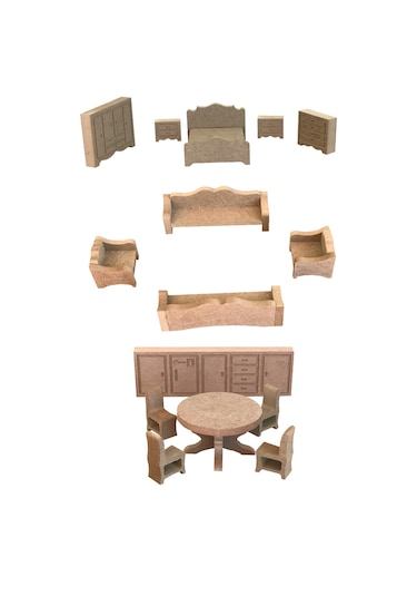 Barbie Bebek Mobilya Takımı Oyun Evi 15 Parça