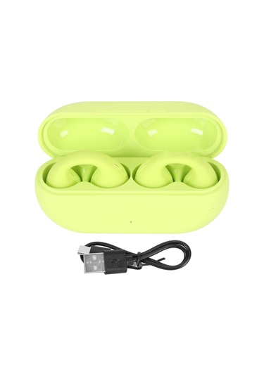 Spor İçin Kulak Klipsli Bluetooth Kulaklık Su Geçirmez Stereo Gürültü Önleyici Kemik İletimi Açık Kulak Kablosuz Kulaklıklar Yeşil