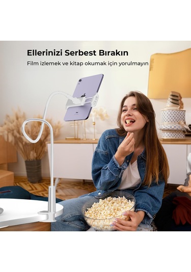 Juo 70 Cm Akrobat Esnek Tablet Ve Telefon Tutucu Stand Beyaz Beyaz