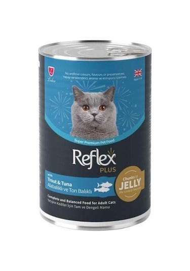 Reflex Plus Jöle İçinde Et Parçacıklı Alabalıklı Ve Ton Balıklı Yetişkin Kedi Konservesi 400 Gr