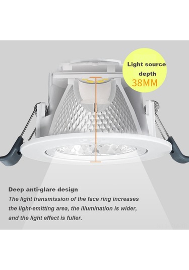 Ximistore9 Gömülü Led Derin Gölgeli Spot Işığı - 6w 4000k 75mm Açık, 45 Ayarlanabilir Açı, Göz Koruyucu Yumuşak Işık Sıcak Beyaz