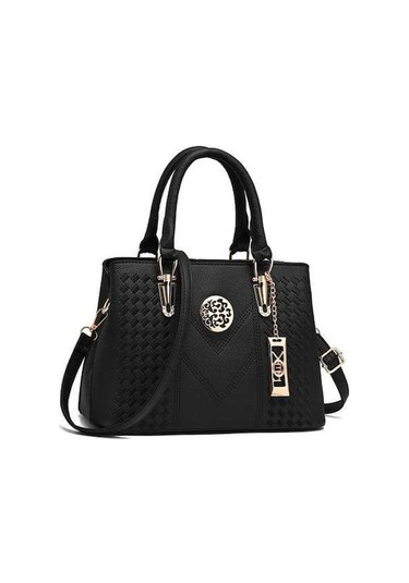 Dancemonkey Nakışlı Kadın Omuz Çantası - Siyah, Çapraz Taşıma İçin Uygun Siyah