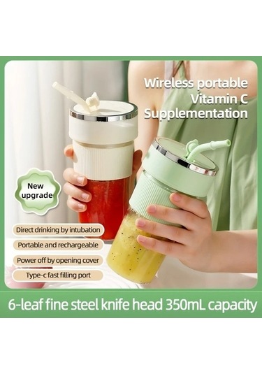 Fastbuy Sinuoshop Usb Şarjlı 350 Ml Beyaz Kablosuz Manuel Portatif Meyve Sıkacı Bpa Free Beyaz Beyaz