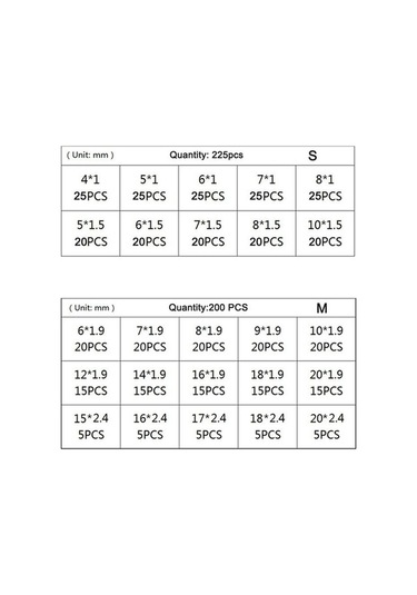 Novahub 200/225 Adet Kutu Conta Halkası Kiti, 1/1.5mm Nitril Kauçuk, O Halkaları, Sızdırmazlık Halkaları Seti, 200pcs Kauçuk Kiti