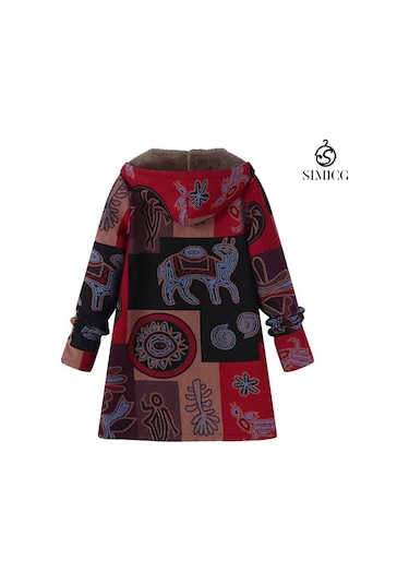 Pamuk Ve Keten Oracle Baskı Peluş Astarlı Kapşonlu Fermuarlı Kadın Kırmızı