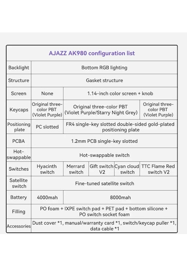 Ak980 3 Modlu Hot-swap Tft Ekranlı Mekanik Oyun Klavyesi-8.000 Mah Batarya Dinamik Rgb