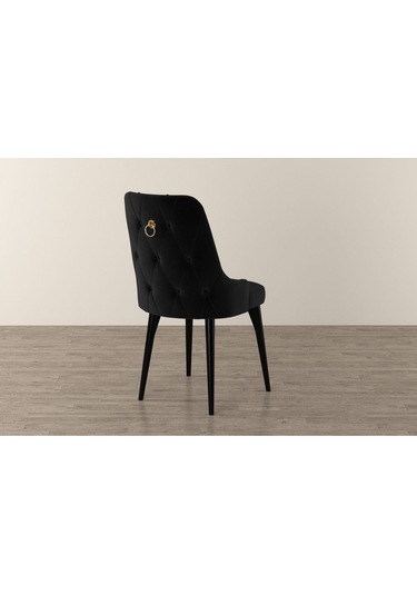 Mona Siyah Mermer 80x132 Açılabilir Mdf Masa Yemek Odası Takımı, Mutfak Takımı 4 Adet Sandalye Siyah Mermer - 4 Siyah - Siyah Ayak