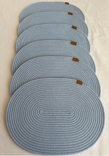 Jüt Amerikan Servis Sofra Altlığı, Masa Dekoru Supla Oval 30x40 6lı Açık Mavi