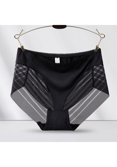 Tcherchi Büyük Beden Yüksek Bel Dantelli Nefes Alabilen Kadın İç Çamaşırı Siyah