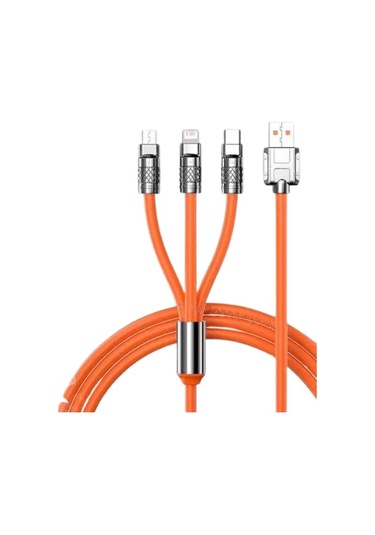 3 İn 1 Süper Hızlı Şarj Kablosu Android Ve İos Uyumlu Silikon Şarj Kablosu