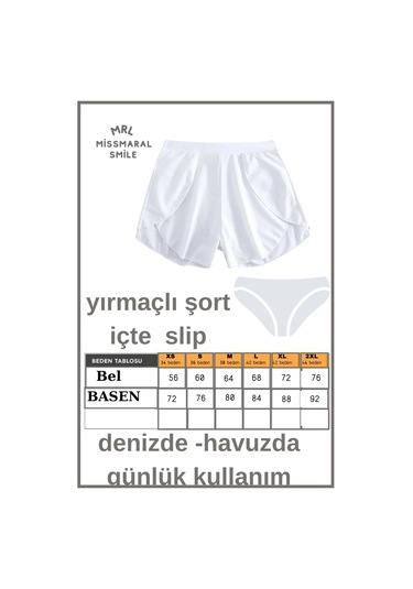 Kadın Beyaz Deniz Havuz Şortu Etek Görünümlü Yırtmaçlı Şık Model İçte Bikini Slip 1101 Beyaz