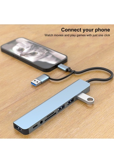 Singree 8'li Usb Hub: Hızlı Veri Aktarım, Sd/tf Kart Okuyucu Ve 3.5mm Ses Portu İle Type-c Bağlantı İstasyonu