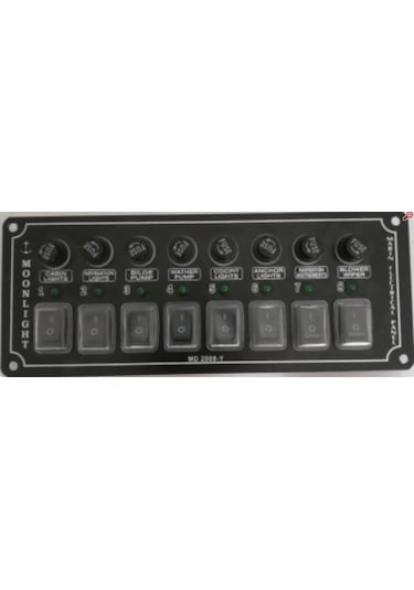 Moonlight 8 Li Yatay Switch Panel 12-24 Volt