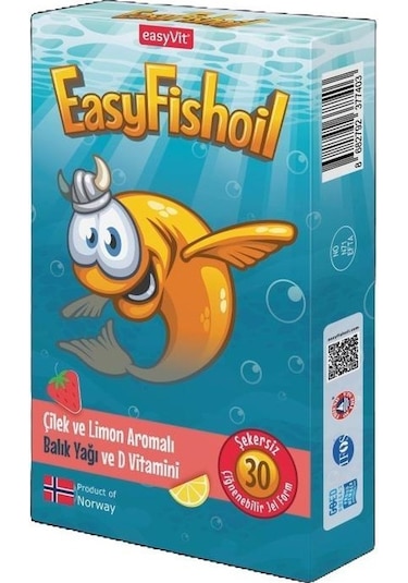 Easyfishoil Çocuk Çilek Ve Limon Aromalı 30 Çiğneme Tableti