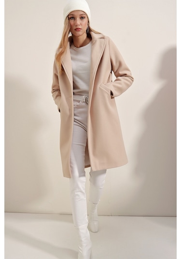 Bigdart 9085 Kaşe Kadın Kaban Bej