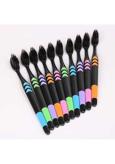 10 Adet/paket Yumuşak Bambu Kömür Nano Diş Fırçası Siyah Diş Fırçası Diş Kişisel Diş Bakımı