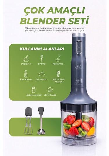 Pirantech YH-94 Parçalayıcı Çırpıcı Ve Metal El Blender Seti