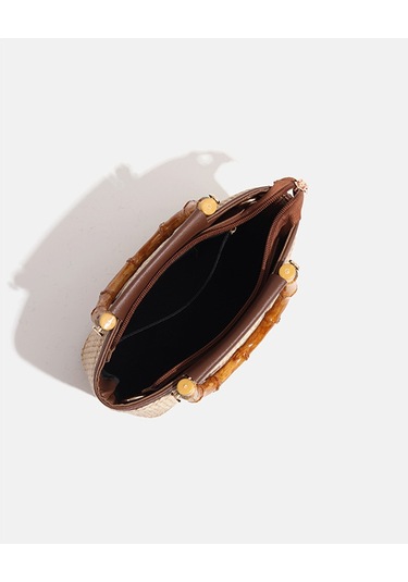 Charhp&kejnt Dokuma Çanta Çok Yönlü Moda Elde Taşınan Omuz Çantası Kahverengi