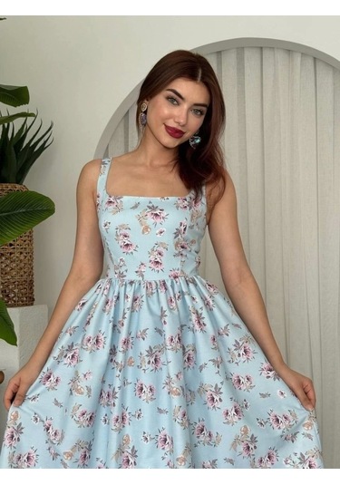 Yoa Cep Detaylı Elbise Mavi