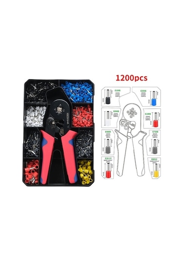 Ebitda 1200 Adet Tüp Tipi Terminal Blok Sıkma Pensesi Seti, Pratik Plastik Kutu İçin Kullanılabilir
