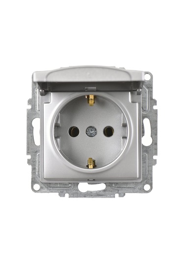 Günsan Visage Gümüş Kapaklı Topraklı Priz Mekanizma