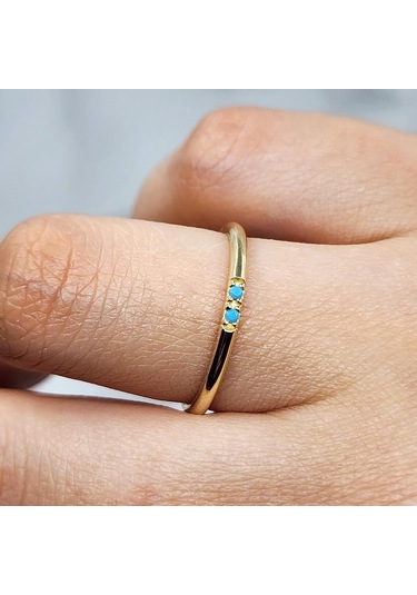 Firuze Turkuaz Taşlı 925 Ayar Gümüş Alyans Yüzük