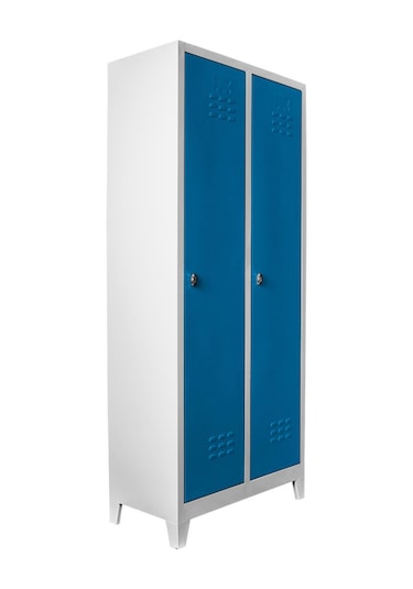 Jessan Ofis 2 li Standart Soyunma Dolabı Gri-Mavi