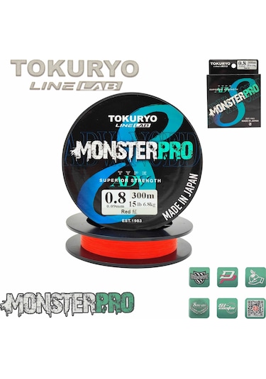 Tokuryo Lıne Lab Monsterpro X8 0.8pe 0.09mm 15ıb 6.8kg Red 300mt