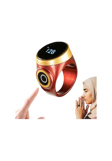Hombey Temaslı Sayımcı Yüzük, Oled Ekranlı, Su Geçirmez, Otomatik Kilitleme, Şarj Edilebilir, Muslimah İçin Sayacı