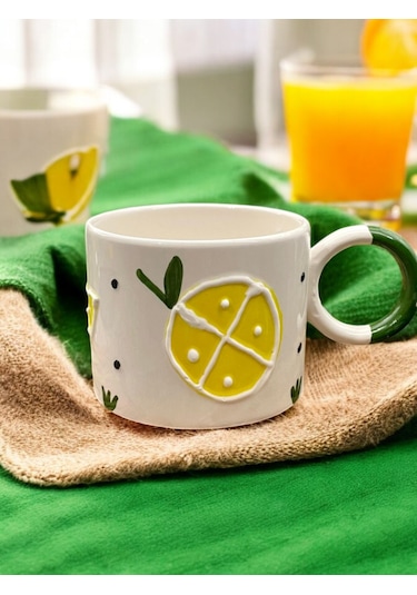 Seramik Kupa Bardak Limon Dilimi Tasarım