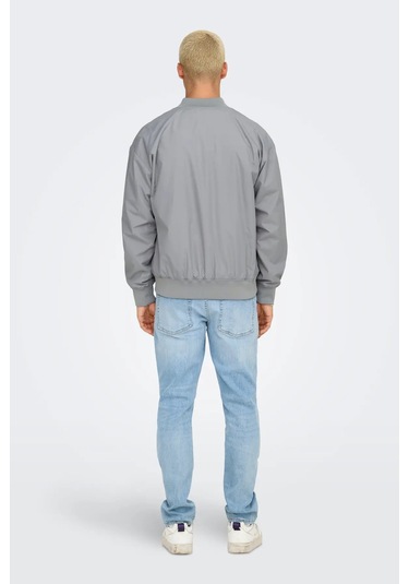 Only & Sons Erkek Onsgavın Ribanalı Mevsimlik Spor Bomber Ceket 22030757 Gri Gri