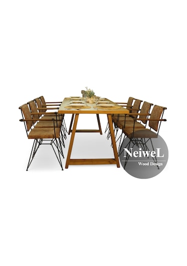 Neiwel Aries Doğal Ahşap Mutfak Ve Yemek Masası-100-280 Açık Ceviz