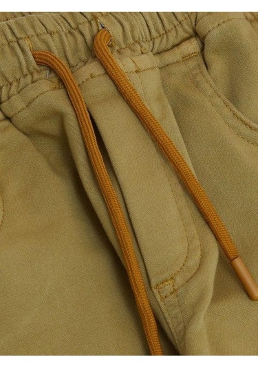 Erkek Çocuk Pamuklu Rahat Kalıp Bel Paça Lastikli Pantolon-14580 Hardal