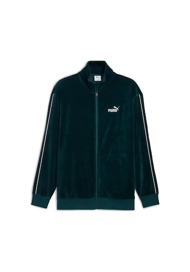 Puma Essentials Elevated Velour Track Erkek Siyah Ceket Yeşil
