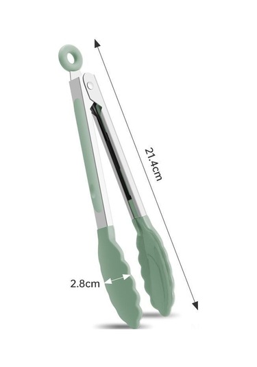 Tenfowee Yeşil 7 İnç Silikon Uçlu Mutfak Kolu - 230 C Isı Dayanıklı Paslanmaz Çelik - Yemek Pişirme Ve Servis İçin Anti Kayma Yeşil
