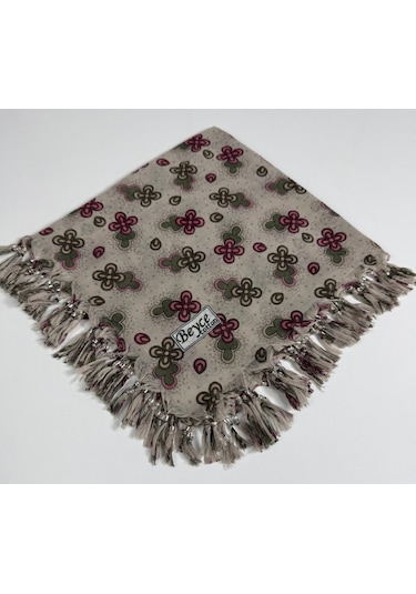 Beyce Cotton Sökme Boncuklu Desenli Tülbent 06440 Vizon