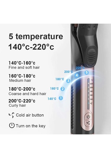 Black 2'si 1 Arada Seramik Serin Hava Akışı Saç Şekillendirici