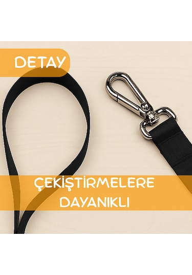 Beylini Dayanıklı Köpek Gezdirme Kayışı Metal Tokalı Siyah 150cm