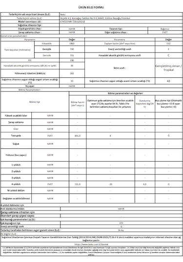 Beko 674533 MB 532 LT No-Frost Kombi Tipi Buzdolabı