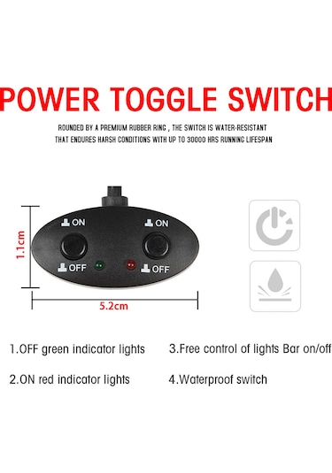 Hombey Siyah 480w Suv Elektrik Kablolu Seti, 2 Bağlantı, 3 Şarj Pimi, Iç Mekan Anahtarı, Işık Mod Değiştirme Ve Hafıza Özelliği