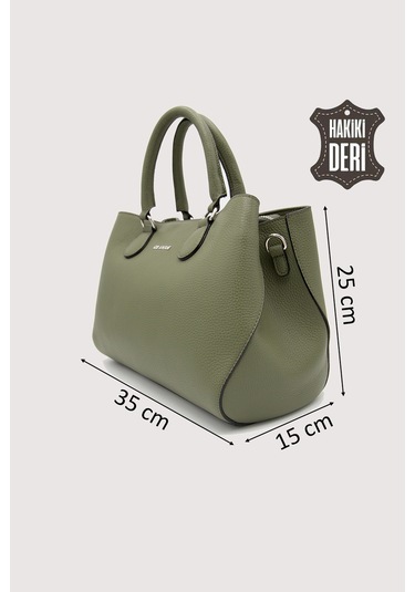 Hakiki Deri Yeşil Kadın Kol Çantası Uzun Askılı Smr7666 Yeşil